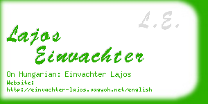 lajos einvachter business card